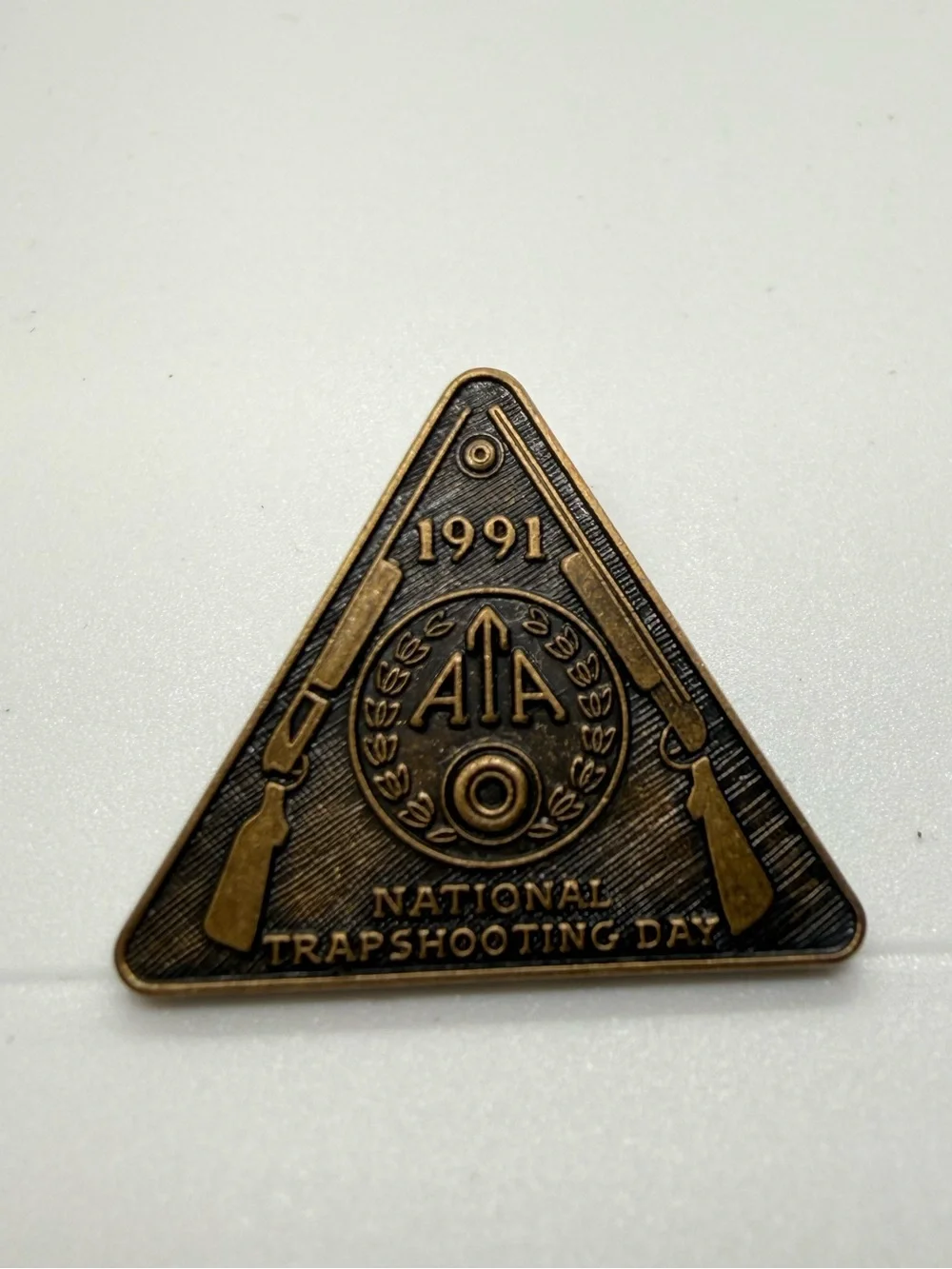 Vintage 1991 ATA National Trapshooting Day Bronze Tone Pin